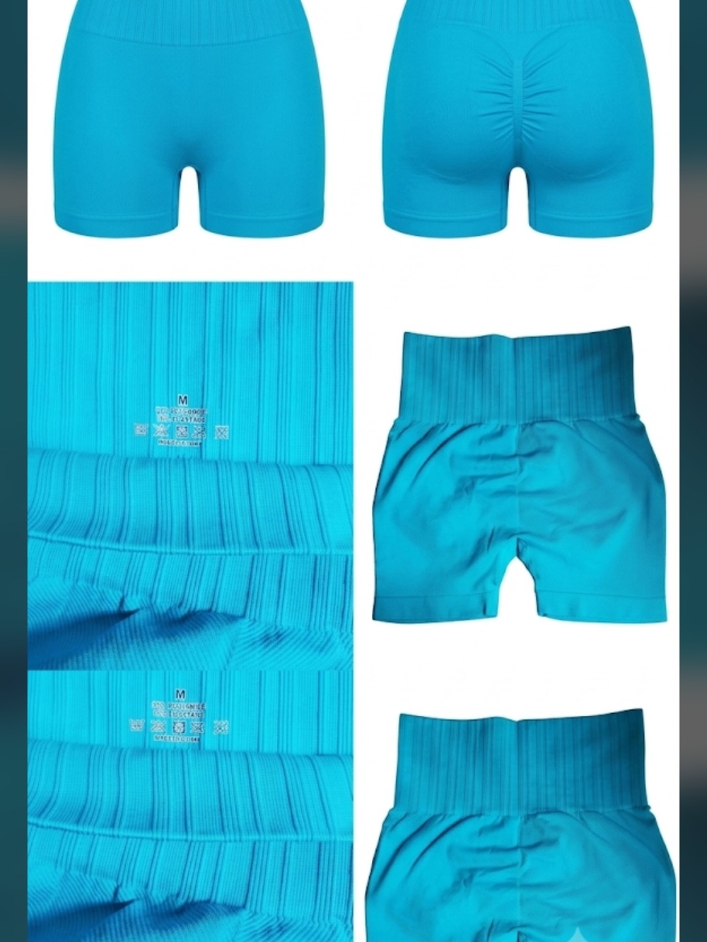 Seamless Kids High-Waist Bike Shorts in Bright Turquoise
